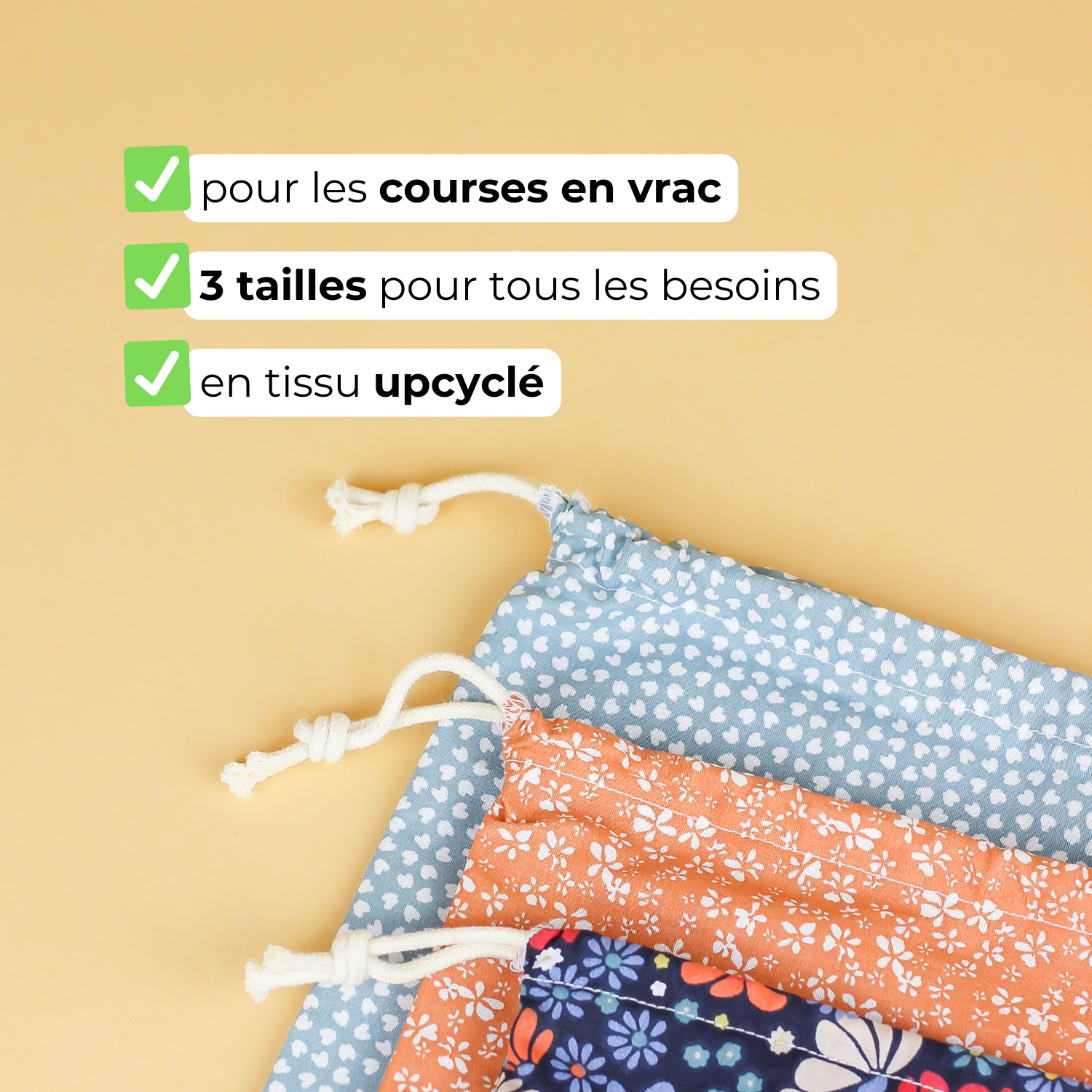 Lot de 3 sacs à vrac