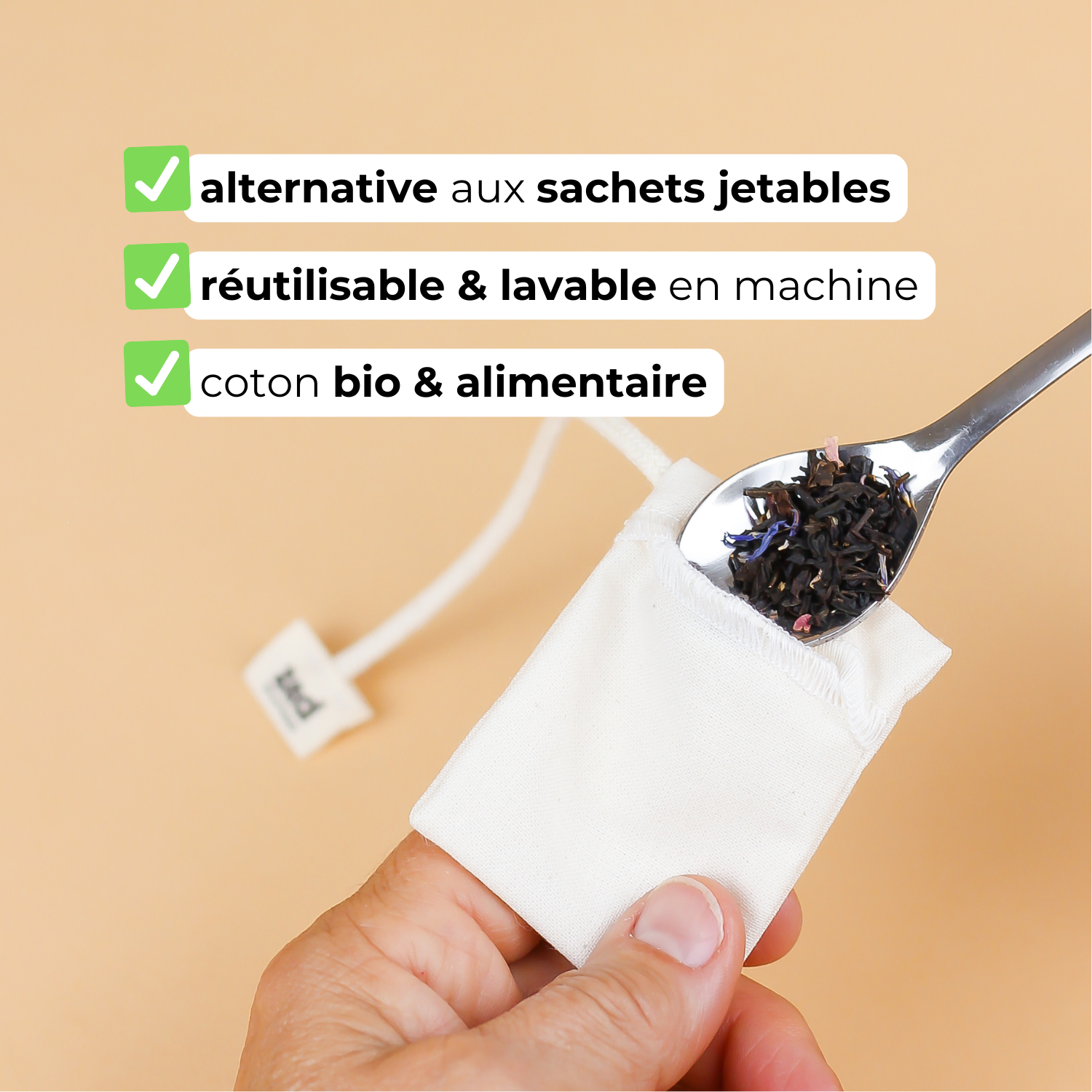 Sachet à thé réutilisable